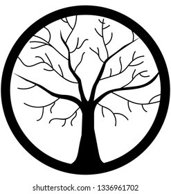 Barren tree rounded symbol, dead tree 