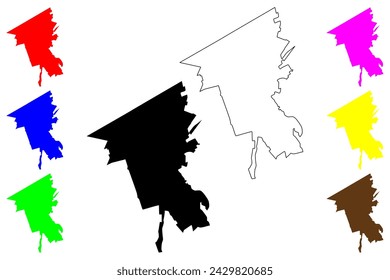 Ilustración vectorial de mapa de la ciudad de Barretos (República Federativa de Brasil, estado de Sao Paulo), dibujo de garabatos Mapa de Barretos