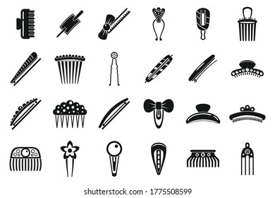 Barrette Accessoires Icons Set. Einfache Set einfacher Barrette-Accessoires, Vektorsymbole für Webdesign auf weißem Hintergrund