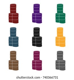 Barricade from barrels icon in black style isolated on white background. Paintball symbol stock vector illustration.