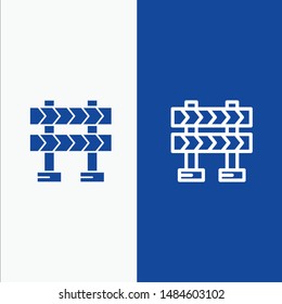 Barricade, Barrier, Construction Line and Glyph Solid icon Blue banner Line and Glyph Solid icon Blue banner. Vector Icon Template background