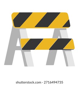 Barricada de bloque de carretera barrera de color plano diseño de Plantilla de Ilustración vectorial