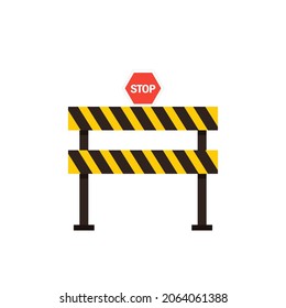 Barricade Block Vector. Fence Vector. Traffic Barrier Vector Icon. Road Block Sign. Safety Barricade Symbol.