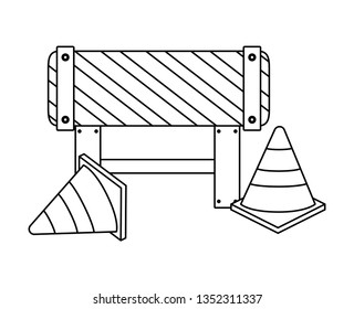 barricade with cones of signaling