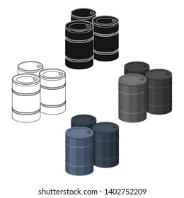 Barricade of empty barrels.Paintball single icon in cartoon,black style vector symbol stock illustration web.