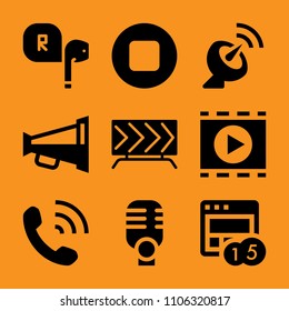barricade, event, black, cone, phone and website icon vector set. Flat vector design with filled icons. Designed for web and software interfaces