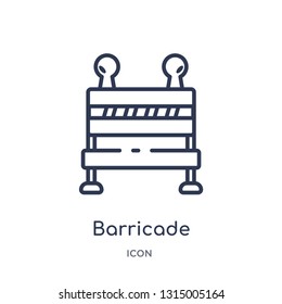 barricade icon from security outline collection. Thin line barricade icon isolated on white background.