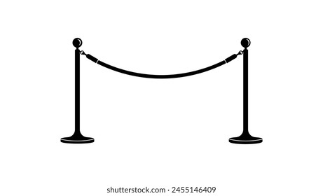 barricade with rope, black isolated silhouette