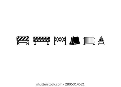 Barricade Silhouette Vector Icon Collection Set