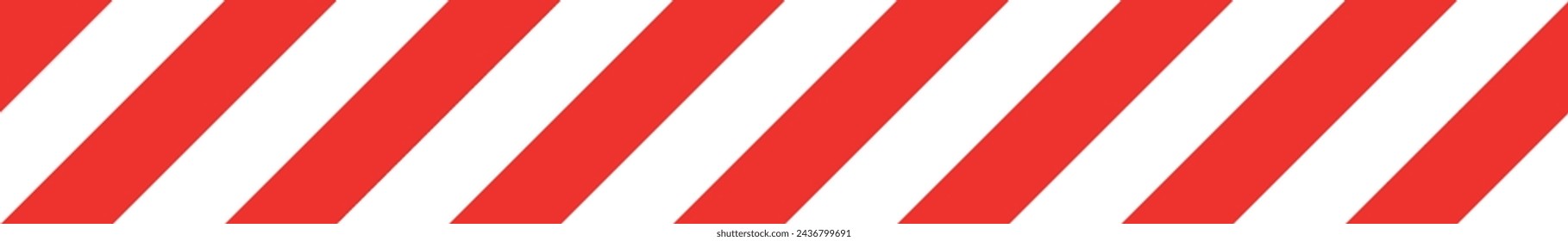 Barricade tape caution warning stripes - red and white diagonal striped tape, vector repeatable seamless illustration