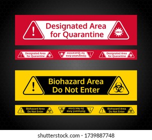Barricade tape design to warn about Covid-19 infectious areas. Coronavirus caution, warning, danger or biohazard tape design. Single color reversible vector design. Covid-19 disease prevention.