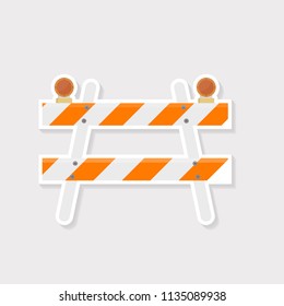 Barricade is a temporary structure that is built across a road, gate, or door to prevent people from getting through.white Orange barricade with sticker design.