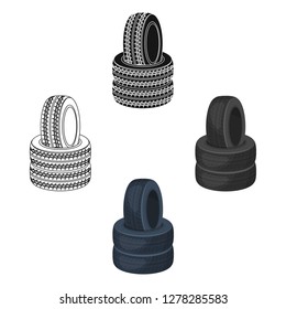 Barricade Of Tires.Paintball Single Icon In Cartoon Style Vector Symbol Stock Illustration Web.