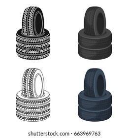 Barricade of tires.Paintball single icon in cartoon style vector symbol stock illustration web.