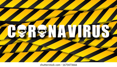 Barricaded Tape for Coronavirus 2019-nCoV. Corona Virus, SARS Pandemic - Illustration Vector