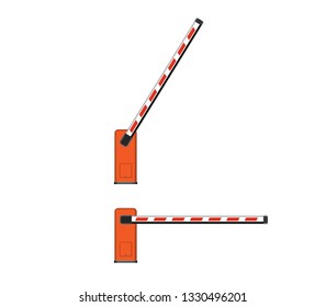The barrier is automatic. Car, Parking, realistic. Vector element isolated on light background.