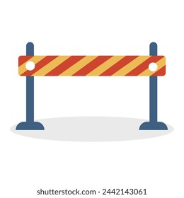 A barrier or bar to be placed during traffic, danger, or caution situations, depicted in red and yellow colors with gray pipes, created as a vector illustration