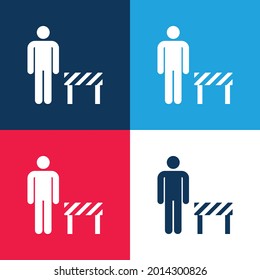 Barrier blue and red four color minimal icon set