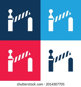 Barrier blue and red four color minimal icon set