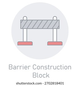 Icono de bloque de construcción de barrera, Barrera de seguridad de construcción, Señal de advertencia de bloqueo de carretera, Barricada de control de tráfico, Bloque de protección de zona de trabajo, Vector