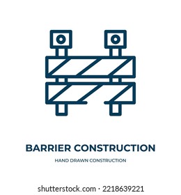 Barrier construction limit tool icon. Linear vector illustration from hand drawn construction collection. Outline barrier construction limit tool icon vector. Thin line symbol for use on web and 