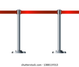 Barrier fence of the airport ticket offices.Organization of traffic and safety. Border of pedestrian zones of stations. . Vector illustration EPS 10.