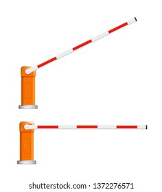 Barrier flock. Detailed illustrations of open and closed red and white automotive barriers. Vector illustration EPS 10.