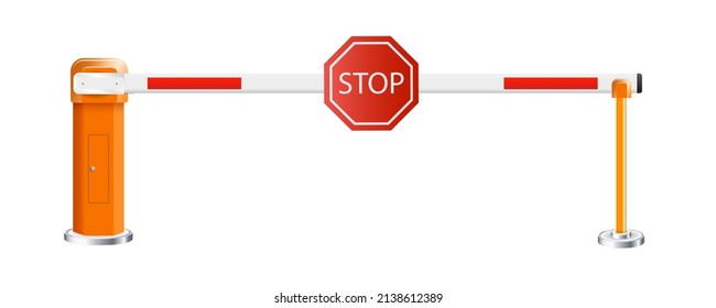 Barrier flock.Parking zone turnpike on white background vector illustration.Railroad and parking zone barrier icon.