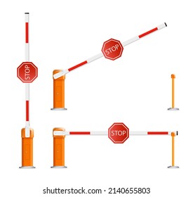 Barrier flock.Parking zone turnpike on white background vector illustration.Railroad and parking zone barrier icon.