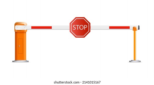 Barrier flock.Parking zona turnpike en la ilustración del vector de fondo blanco.Icono de barrera de vías férreas y de zona de estacionamiento.