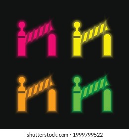 Barrier four color glowing neon vector icon