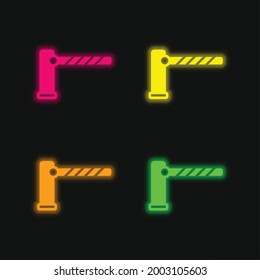 Barrier four color glowing neon vector icon