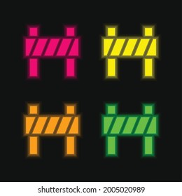 Barrier four color glowing neon vector icon