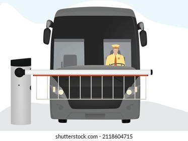 Barrier in front of bus. vector illustration