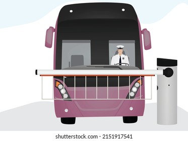 Barrier in front of bus. vector illustration