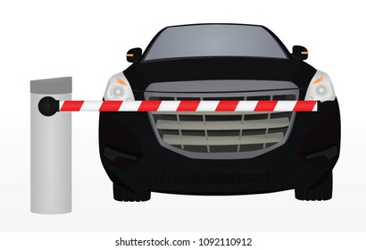 Barrier in front of car. vector illustration