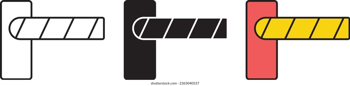 Barrier gate isolated, colored and lined icons collection. Automatic barrier vector icon. Vector illustration
