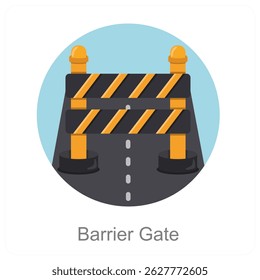 Barrier Gate and traffic icon concept