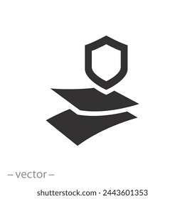 barrier of glass or film icon, protect layer, protection sheath, shield of damage, flat symbol on white background - vector illustration