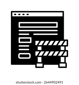 Glifo de barreira, mini ícone de ilustração. use para conceito moderno, impressão, interface do usuário, kit UX, desenvolvimento de web e aplicativo. Vetor relacionado com gestão de riscos, negócios, finanças.

