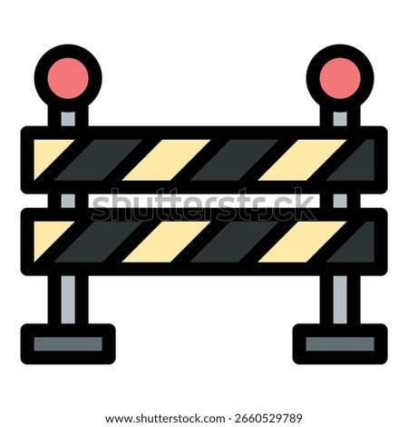 Barrier icon flat line style illustration representing obstruction and restricted access suitable for security systems warning signs and construction zone projects