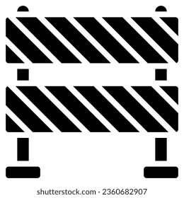 barrier icon in glyph style isolated on white background. Construction tools, vector illustration for graphic design projects