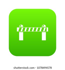 Barrier icon green vector isolated on white background