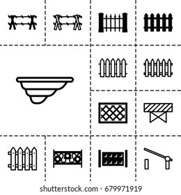 Barrier icon. set of 13 filled and outline barrier icons such as fence, wire fence