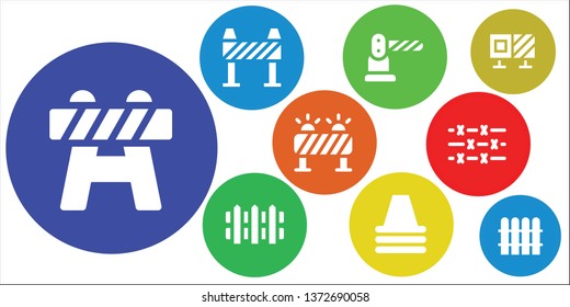 barrier icon set. 9 filled barrier icons.  