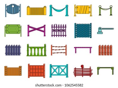 Barrier icon set. Color outline set of barrier vector icons for web design isolated on white background
