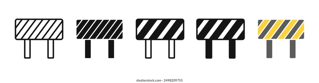 colección de Vector Iconicon de la barrera en estilo esbozado y sólido