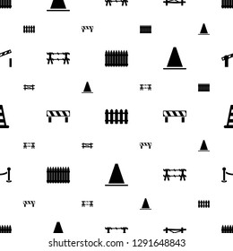 barrier icons pattern seamless white background. Included editable filled fence, wire fence, cone, cone barrier, road barrier icons. icons for web and mobile.