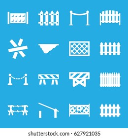 Barrier icons set. set of 16 barrier filled icons such as fence