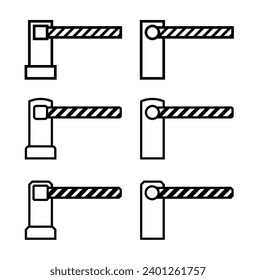 Barrier icons set. Entry barrier. Paid parking attribute. Symbol of access control or entry restrictions.